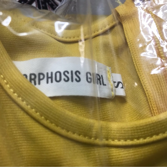 METAMORPHOSIS Girl Women’s Yellow Dress Size S Pleated Sleeve Work Career Belted - Picture 9 of 10